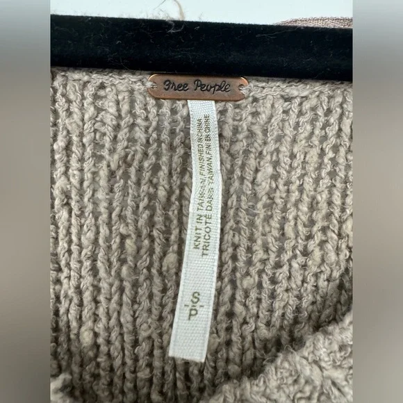 Free People cross my heart distressed knit sweater tan - Picture 2 of 5